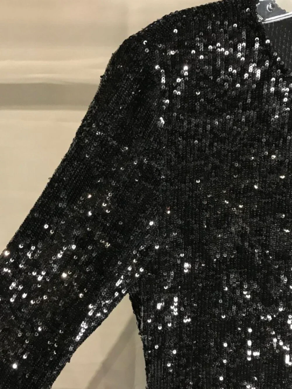 ✨ Tory Burch Black Sparkly Metallic Long Sleeve Midi Sequin Dress Small ✨